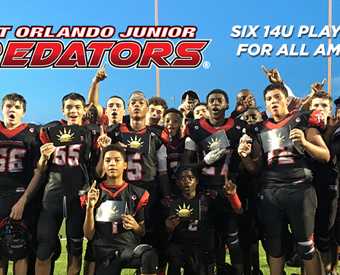 Six 14u EOJP players selected to play in Football Hotbed Middle School All American game in Miami, FL.