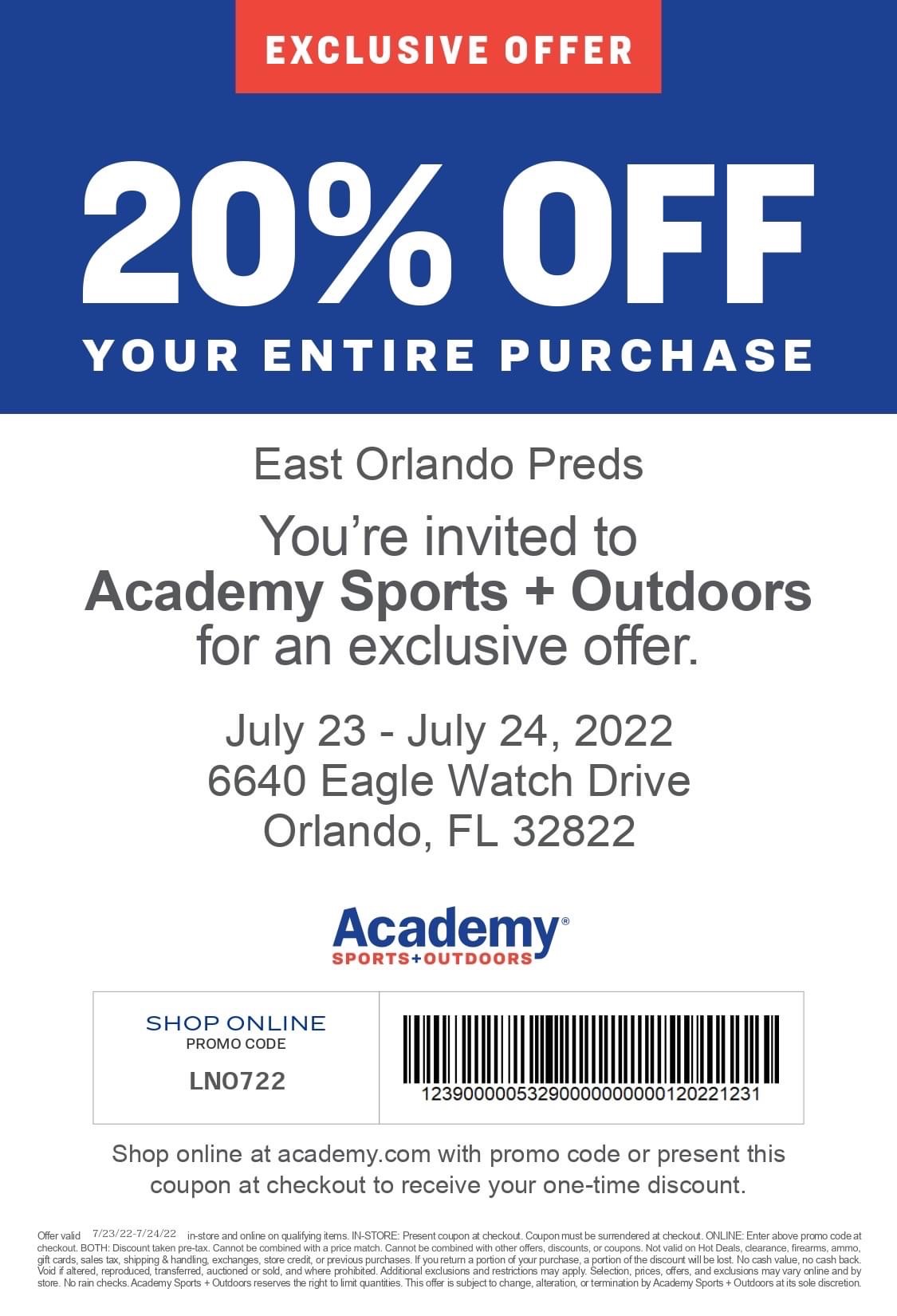 Academy Sports and Outdoors east store opening 